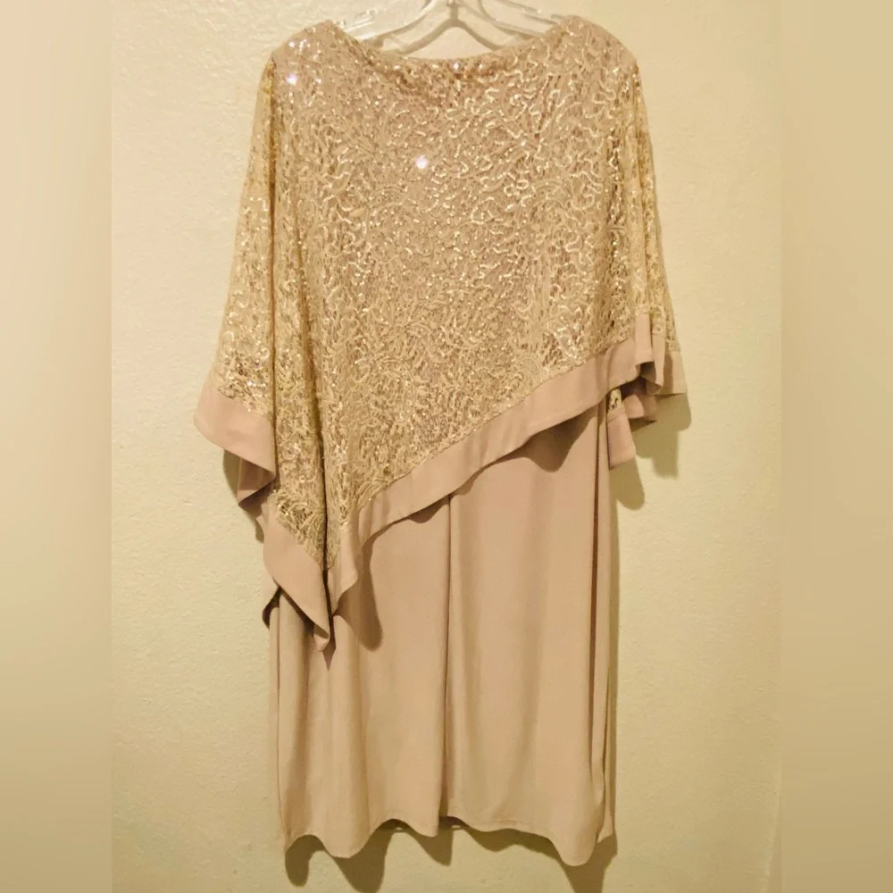 Dress Barn Gold Asymmetrical Sequin Dress - Picture 9 of 9